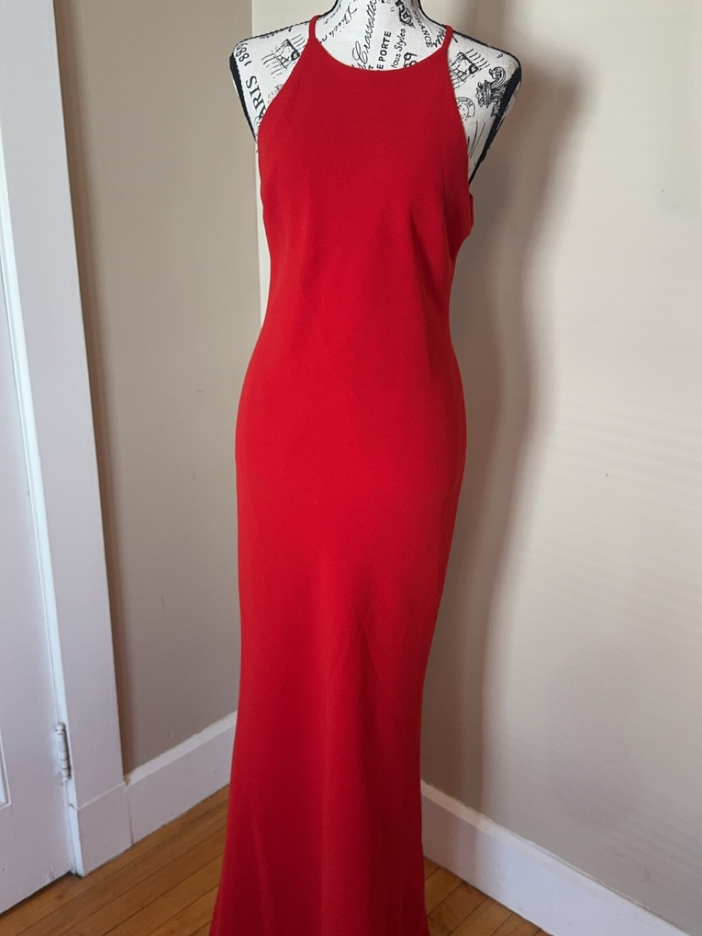 Calvin Klein Red Halter Maxi Dress